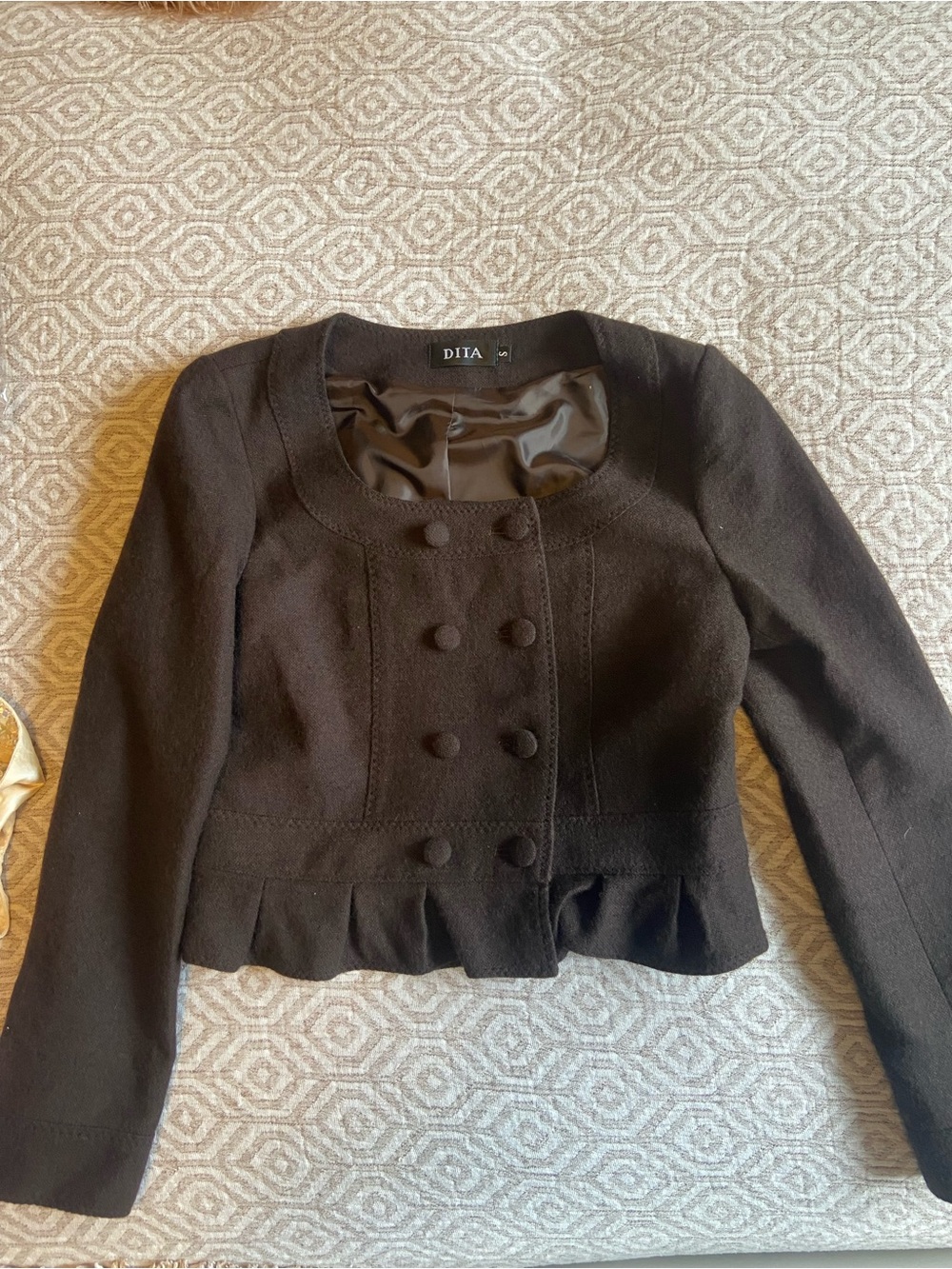 DITA 65% wool Black Double-Breasted military button Peplum Jacket